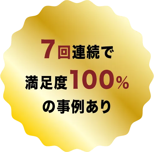 7回連続で満足度100%の事例あり